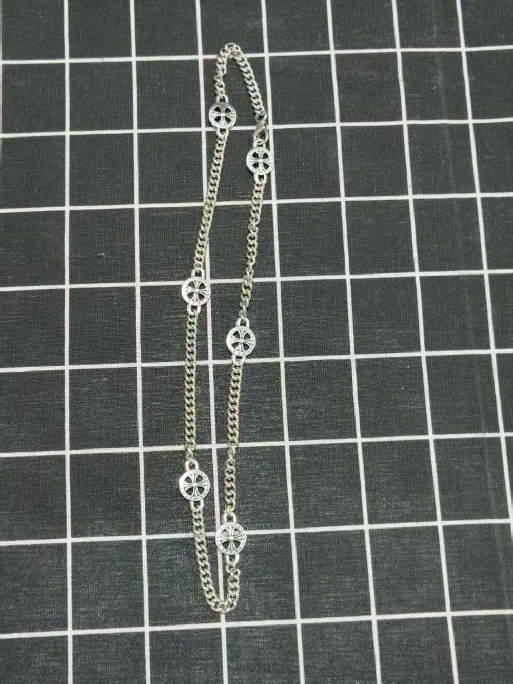 Chrome Hearts Silver Cross Station Cuban Chain Necklace Unisex
